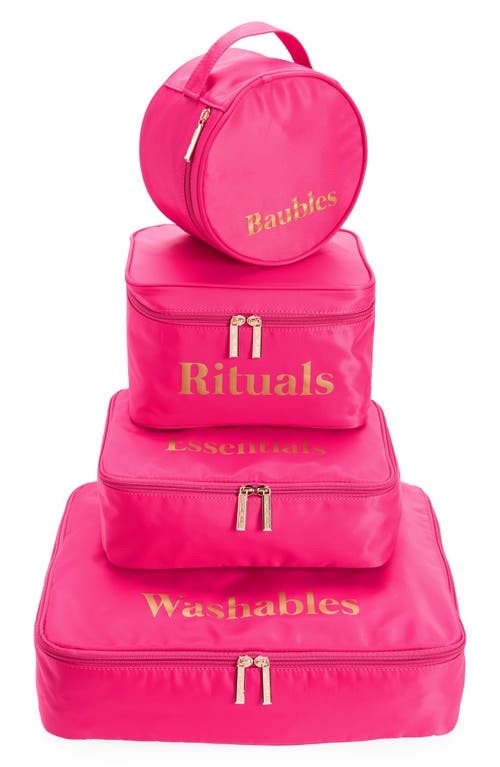 Mali + Lili Avalon Set of 4 Packing Cubes in Hot Pink