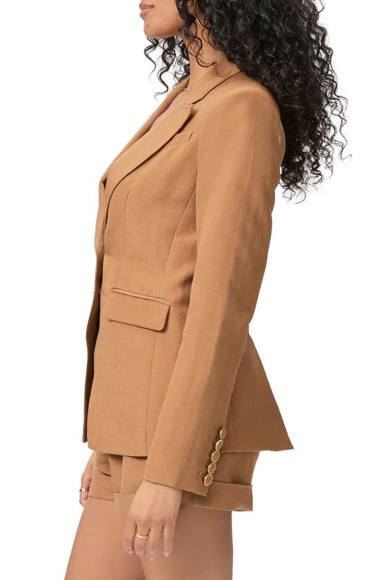 Shop Paige Charli Linen Blend Blazer In Teak