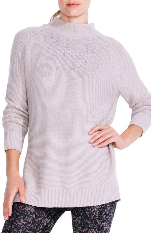 NZ ACTIVE by NIC+ZOE Cool Down Oversize Mock Neck Cotton Blend Sweater in Light Pebble
