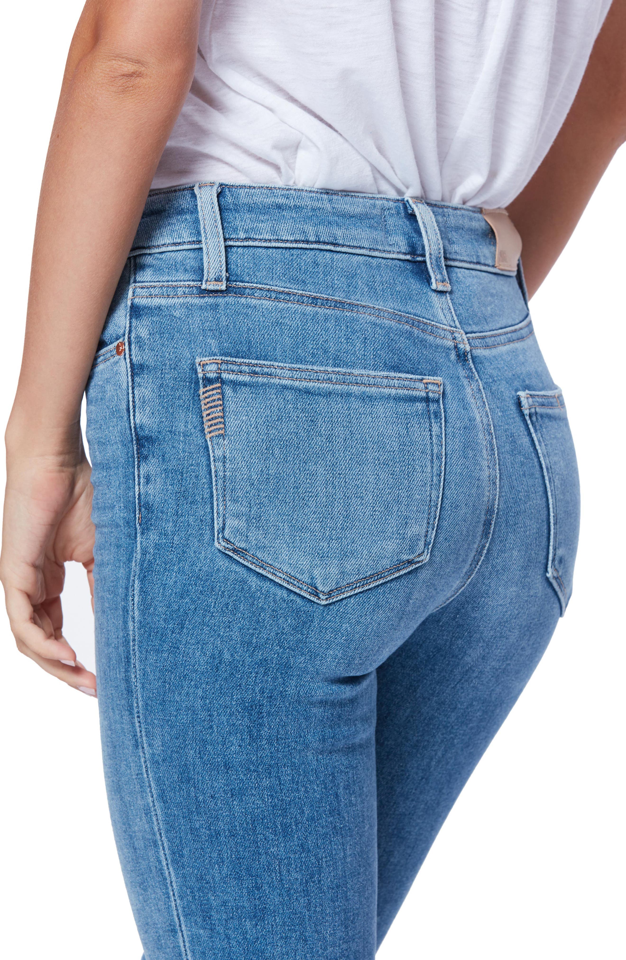 paige cindy high waist destroyed hem straight leg jeans