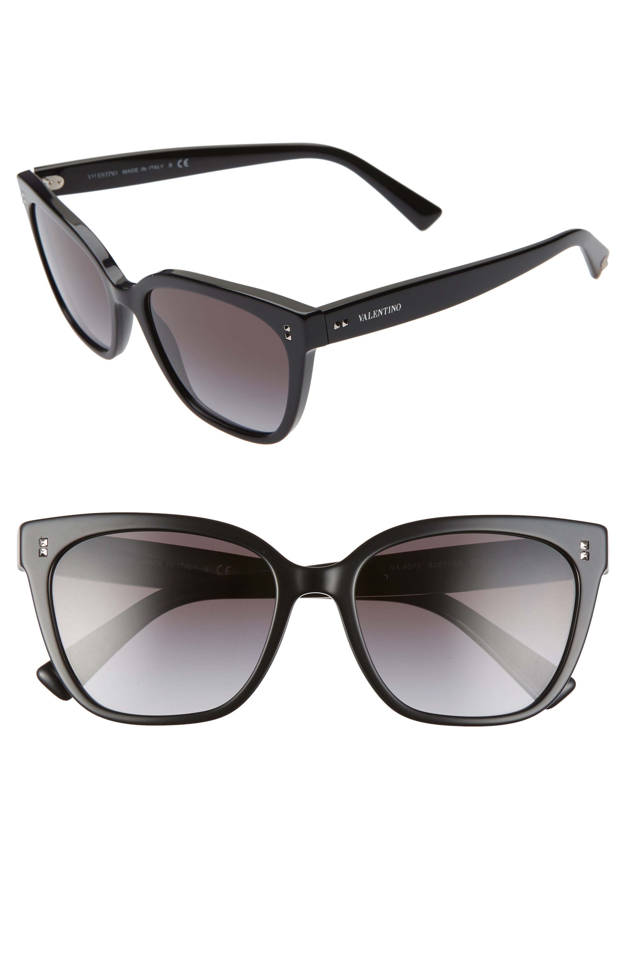 EAN 8056597125642 product image for Women's Valentino Rockstud 55mm Gradient Cat Eye Sunglasses - Black/ Gradient Bl | upcitemdb.com