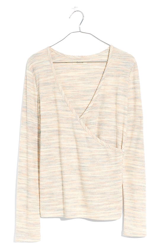 Madewell Space Dye Faux Wrap Top In Soft Rainbow