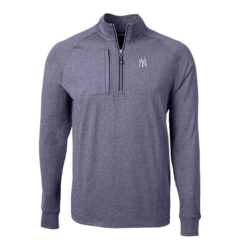 Shop Cutter & Buck Heather Navy New York Yankees Big & Tall Adapt Eco Knit Stretch Recycled Quarter-zip P