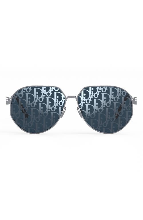 Shop Dior Christian   Oblique Cd Link 61mm Sunglasses In Shiny Palladium/blue