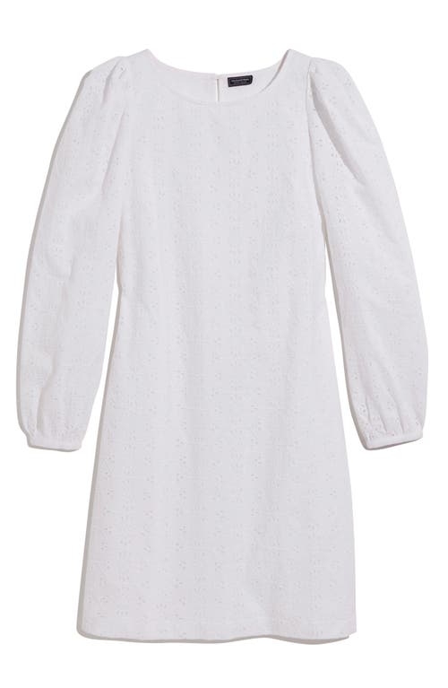 Eyelet Embroidered Shift Dress in White Cap