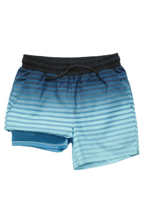 Rokka&rolla Kids' Compression Liner Swim Trunks Upf 50+ In Blue Stripe