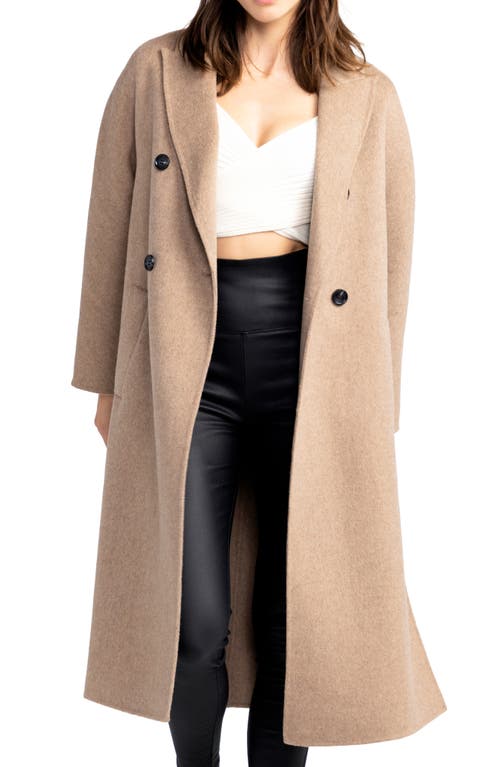 Belle & Bloom Guest List Oversize Double Breasted Wool Blend Coat In Oat