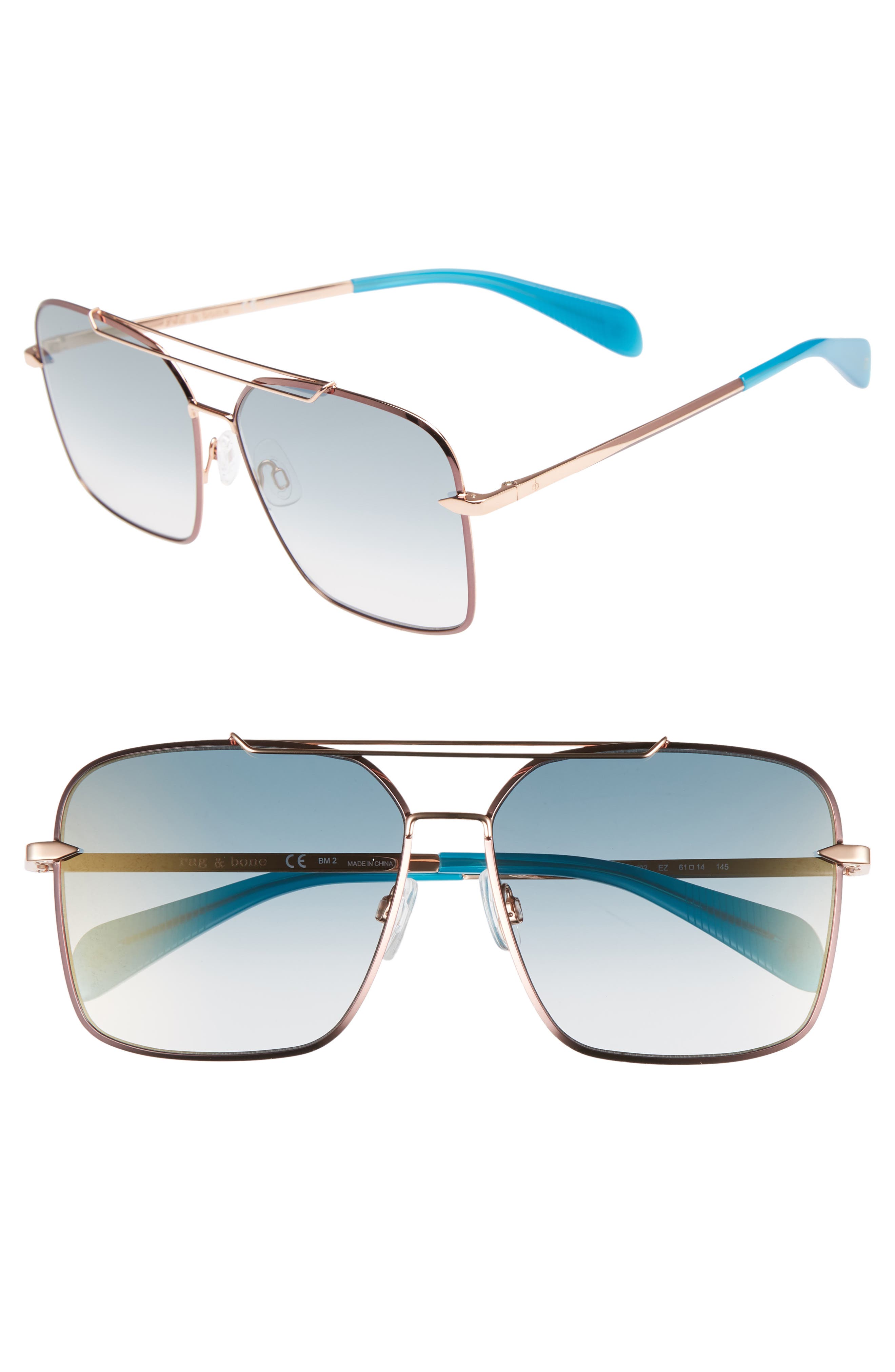 61mm geometric aviator sunglasses