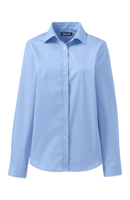 Lands' End School Uniform No Gape Long Sleeve Stretch Shirt In Light Sea Blue