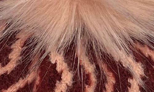Marcus Adler Zig Zag Faux Fur Pompom Beanie In Burgundy