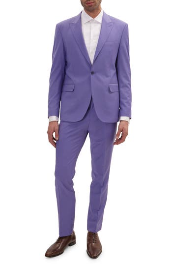 Ron Tomson Super 120s Merino Wool Tuxedo Jacket In Violet