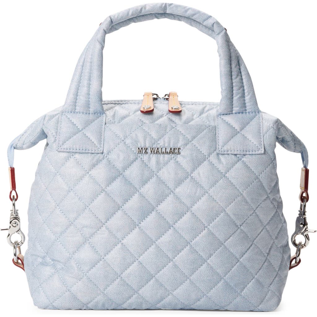 Shop Mz Wallace Small Sutton Deluxe Quilted Crossbody Bag In Chambray