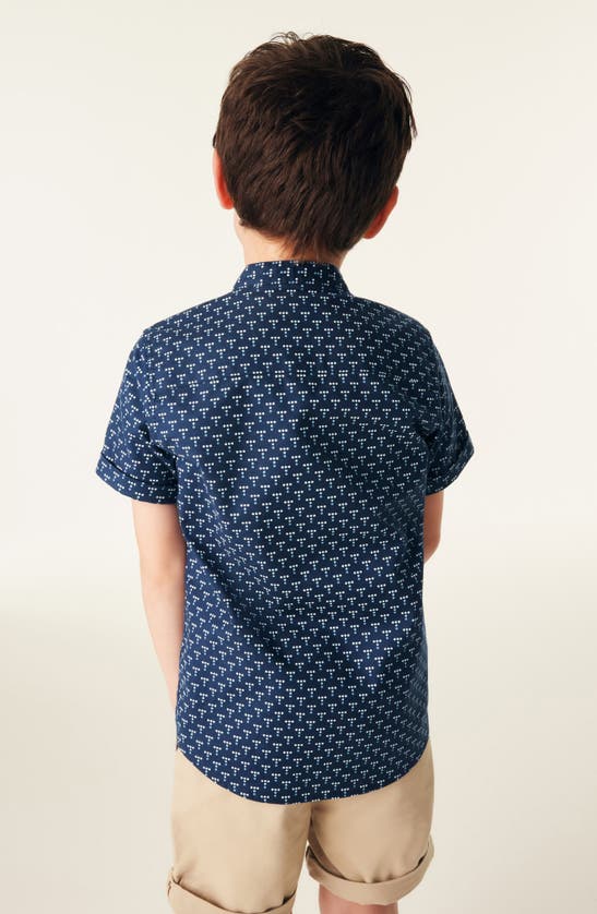 Shop Baker By Ted Baker Kids' Dot Print Short Sleeve Cotton Button-up Shirt In Blue