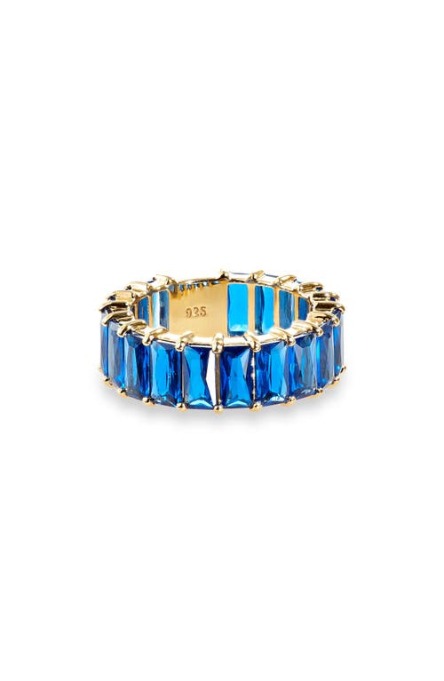 Judith Leiber Baguette Cubic Zirconia Eternity Ring in Gold Blue