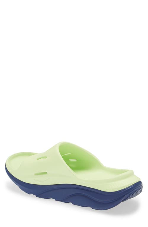 Shop Hoka Kids' Ora Recovery Slide In Lettuce/bellwether Blue