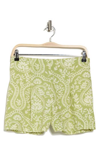 Industry Republic Clothing Pleated Linen Blend Shorts In Green