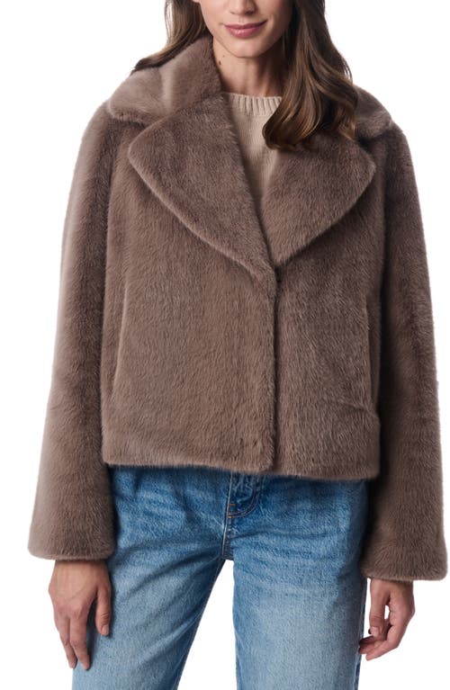 Shop Bernardo Short Faux Fur Coat In Plush Taupe