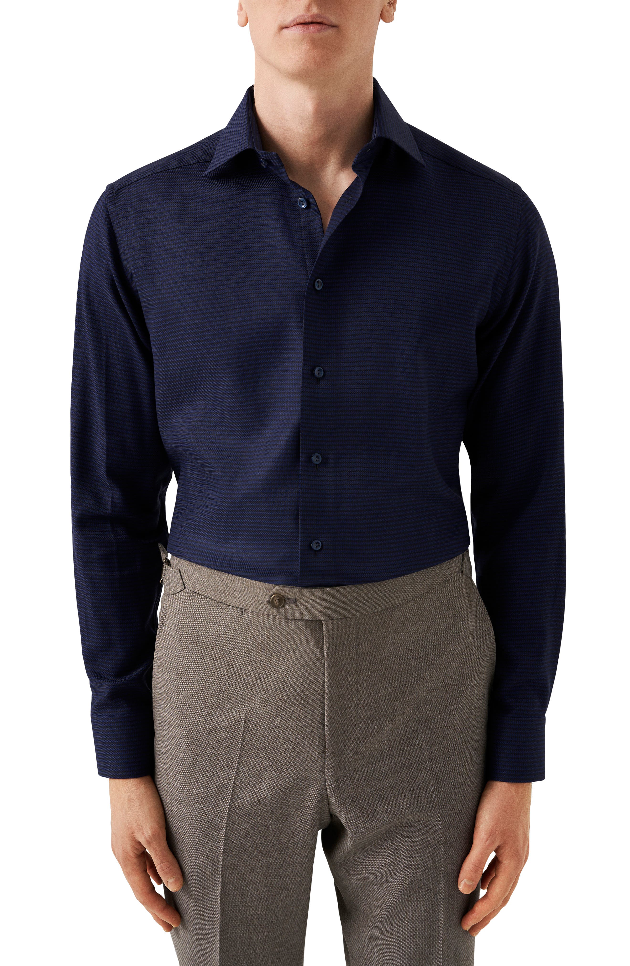 Eton Slim Fit Fit Cotton Dress Shirt in Navy 