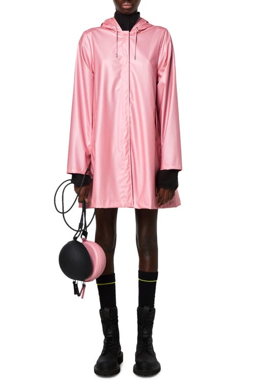 Rains Waterproof Hooded Rain Jacket in Pink Sky
