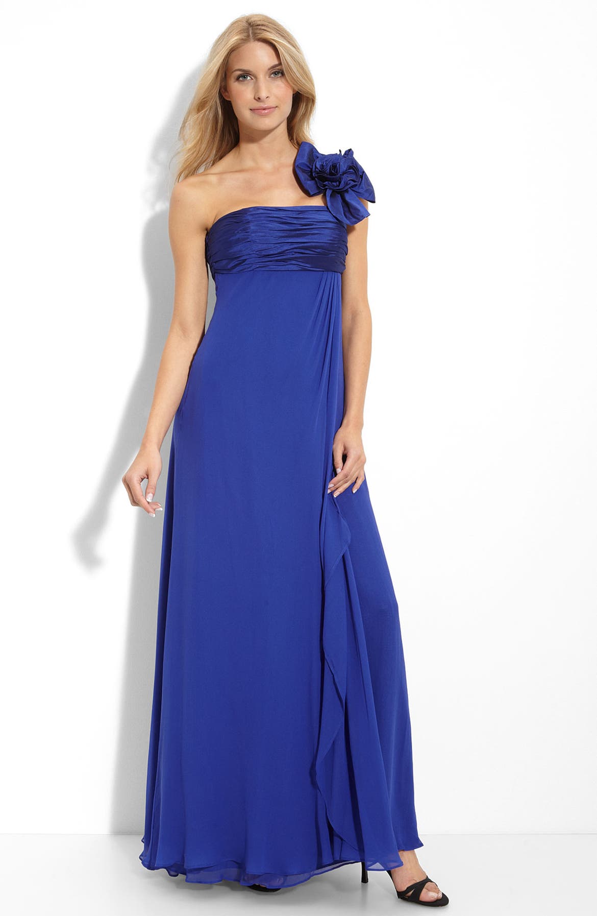 JS Collections One Shoulder Taffeta & Chiffon Gown | Nordstrom