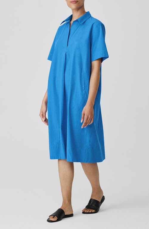 Shop Eileen Fisher Classic Organic Cotton Poplin Midi Shirtdress In Calypso