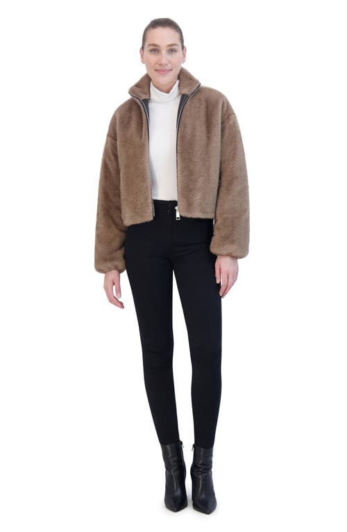 Shop Rebecca Minkoff Faux Fur Crop Jacket In Taupe