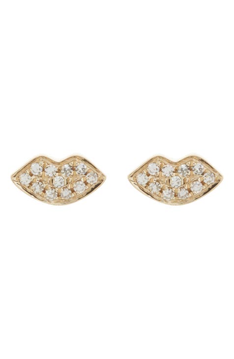 Mini Diamond Smooch Stud Earrings - 0.05ct.