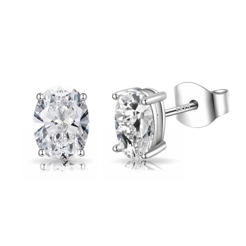 Donatello Gian Sterling Silver Oval Cut Stud Earrings In Silver