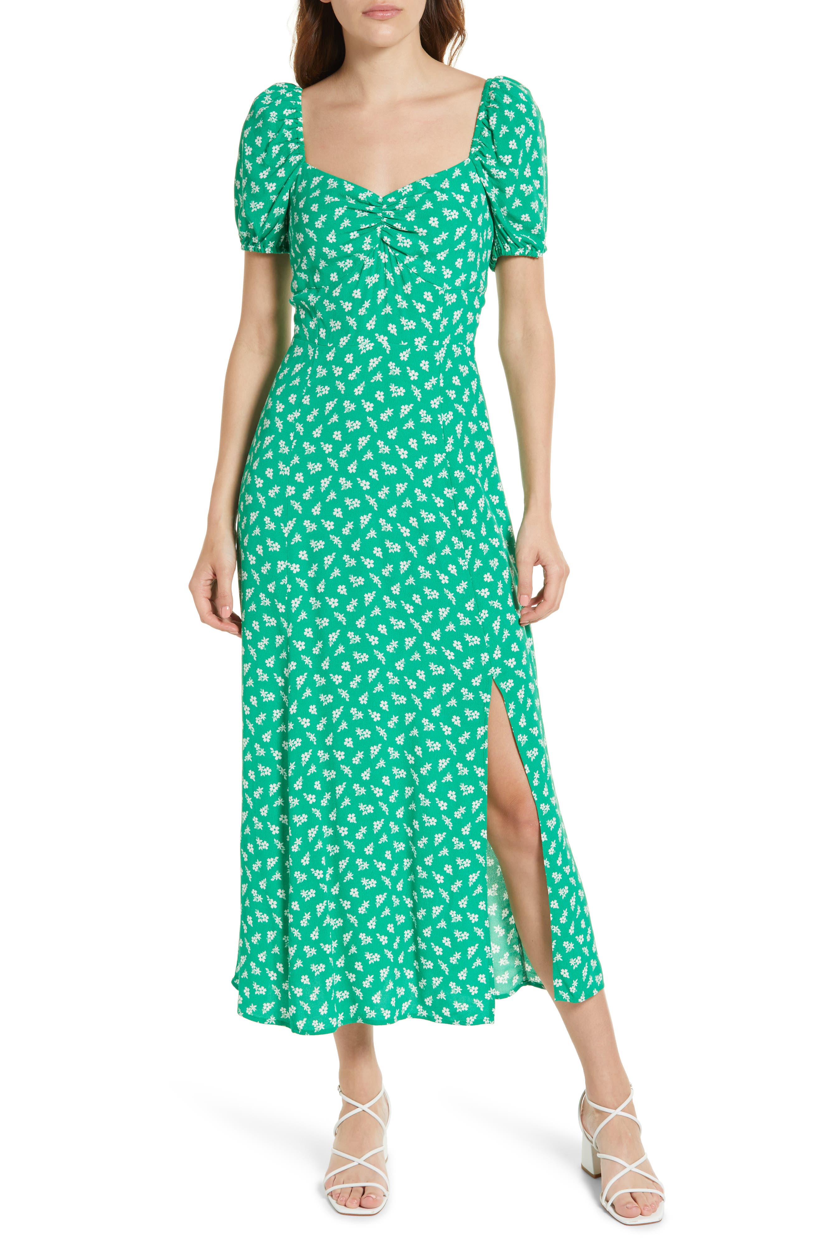 Floral Puff Sleeve Midi Dress | Nordstrom