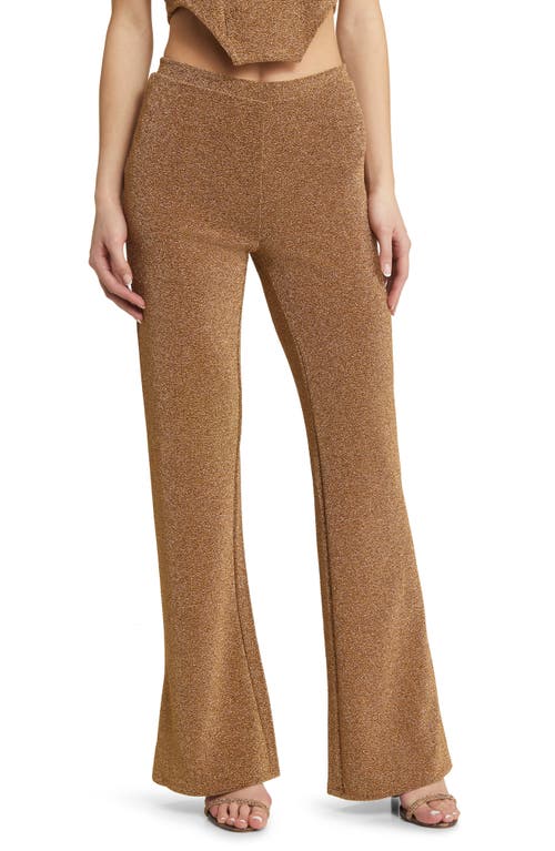 SOMETHING NEW Nadia Metallic Knit Pants Rich Gold at Nordstrom,