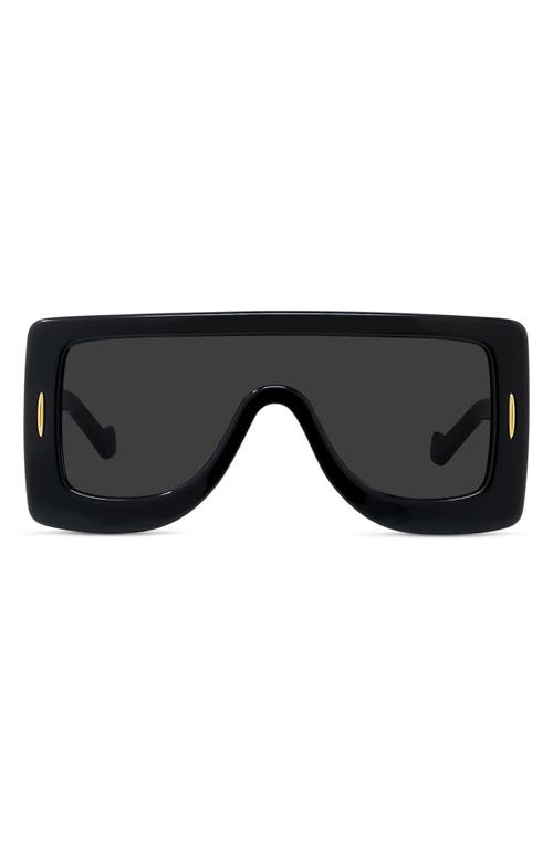 Shop Loewe Chunky Anagram 122mm Square Sunglasses In Shiny Black/smoke