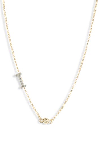 Meshmerise Bezel Diamond Initial Chain Necklace In Yellow-i