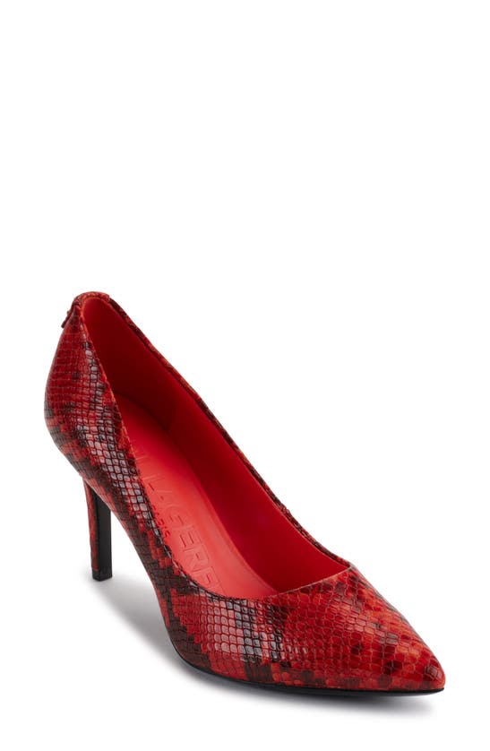 Shop Karl Lagerfeld Paris Royale Pointed Toe Pump In Vermillon