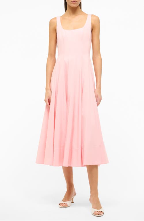 STAUD Wells Square Neck Stretch Cotton Dress at Nordstrom,