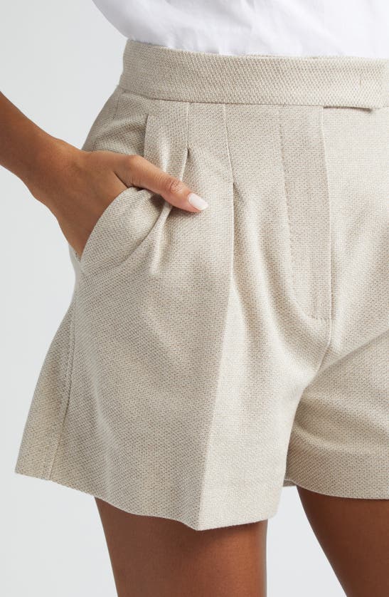 Shop Max Mara Jessica Tailored Cotton Tweed Shorts In Beige