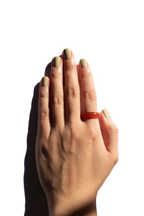 Shop Seree Persimmon Dark Orange Jade Stone Ring In Red