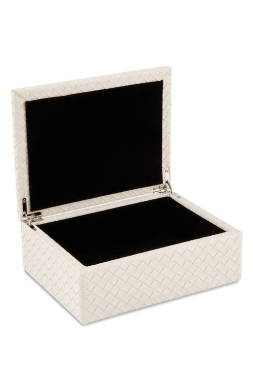Bey-berk Anastasia Woven Leather Trinket Box In Cream