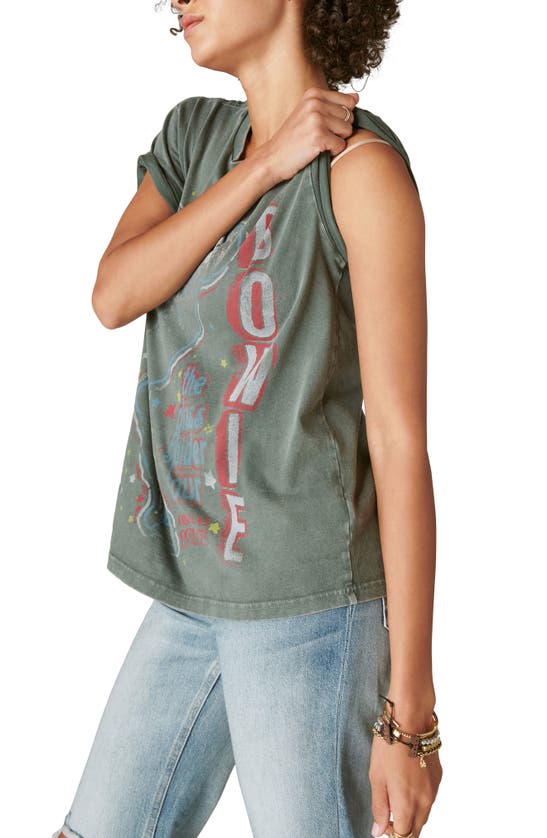Shop Lucky Brand Bowie Glass Spider Oversize Graphic T-shirt In Gunmetal
