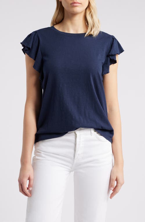 caslon(r) Flutter Sleeve Slub Top at Nordstrom,