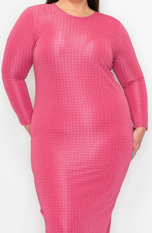 L I V D Kylo Textured Long Sleeve Midi Dress In Rose