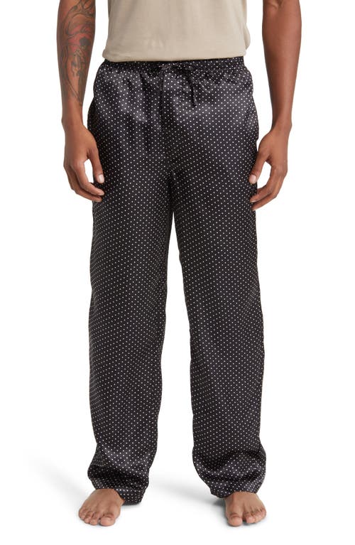 Silk Charmeuse Pajama Pants in Black Dot /Black Piping