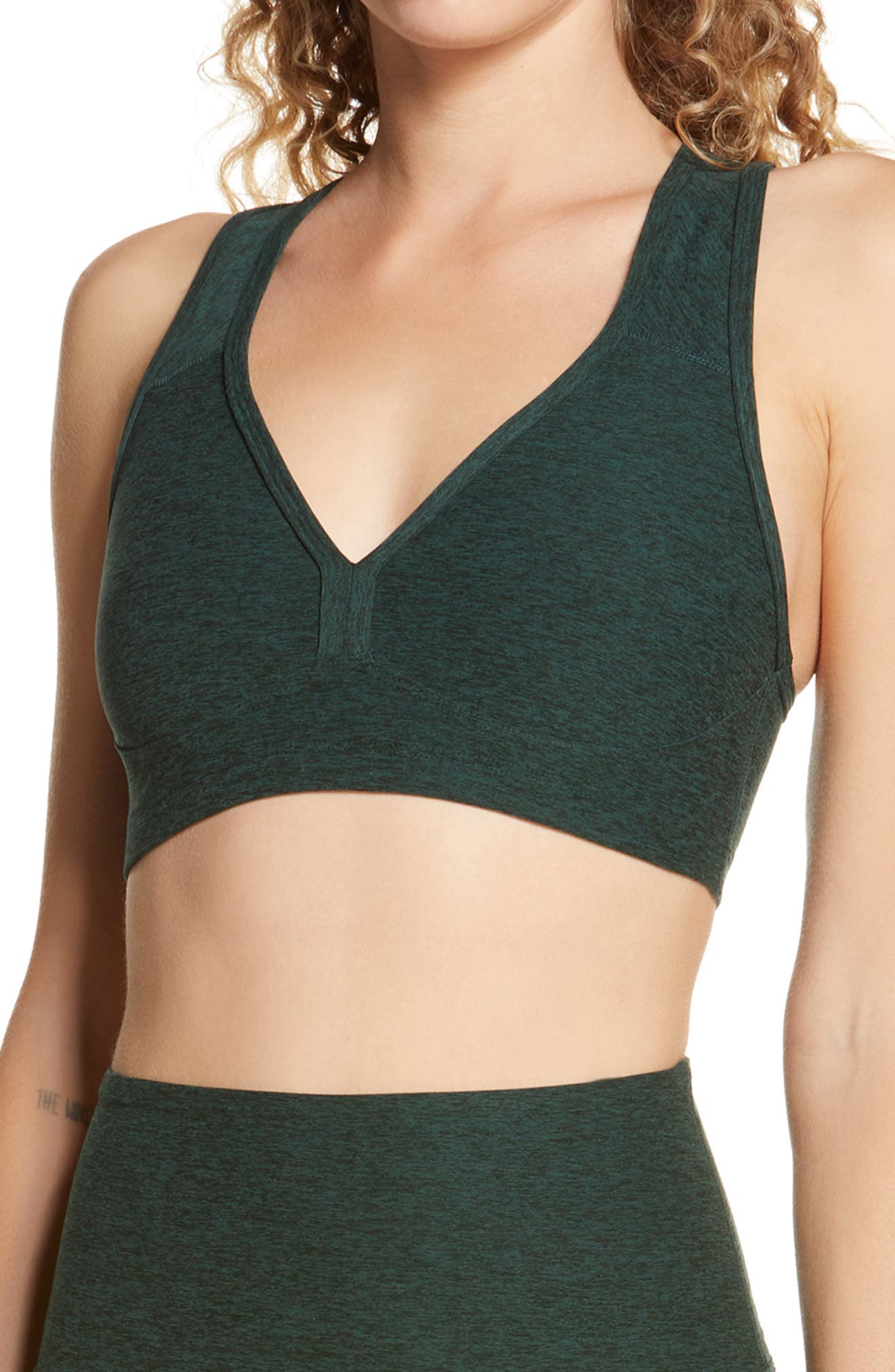 Beyond Yoga Lift Your Spirits Sports Bra in Forest Green - Pine