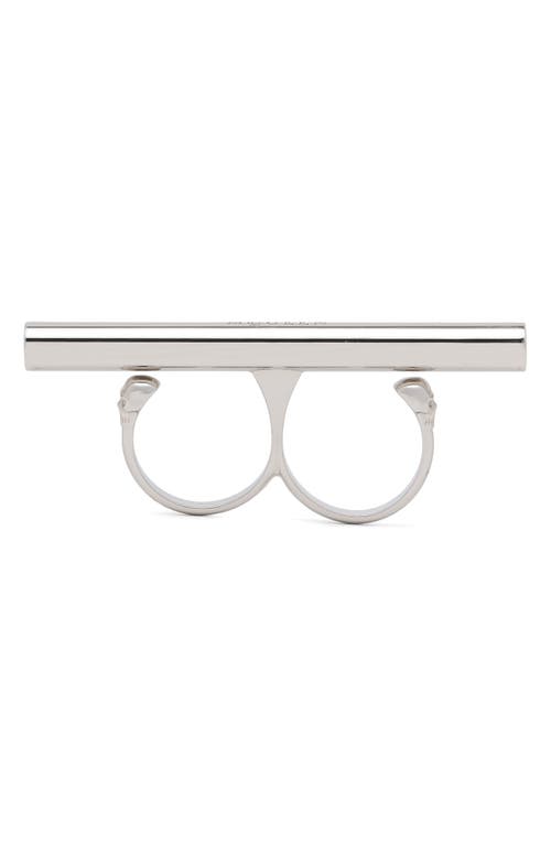 Shop Alexander Mcqueen Crossbar Ring In Palladium