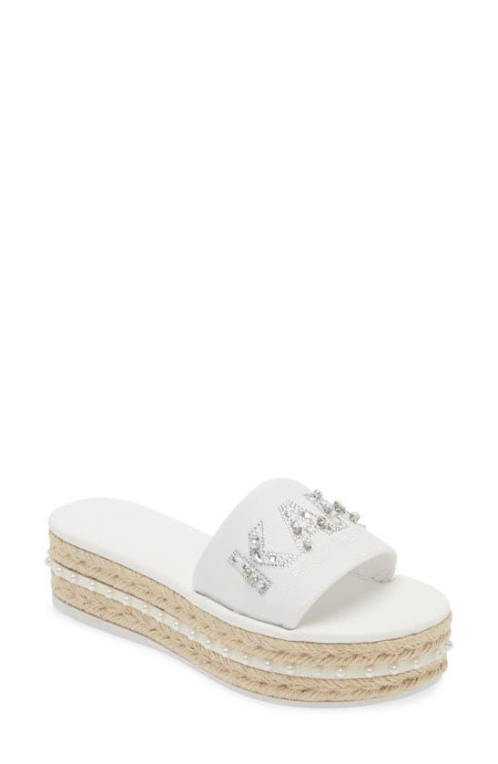 Karl Lagerfeld Kamara Pearl Platform Sandal In White