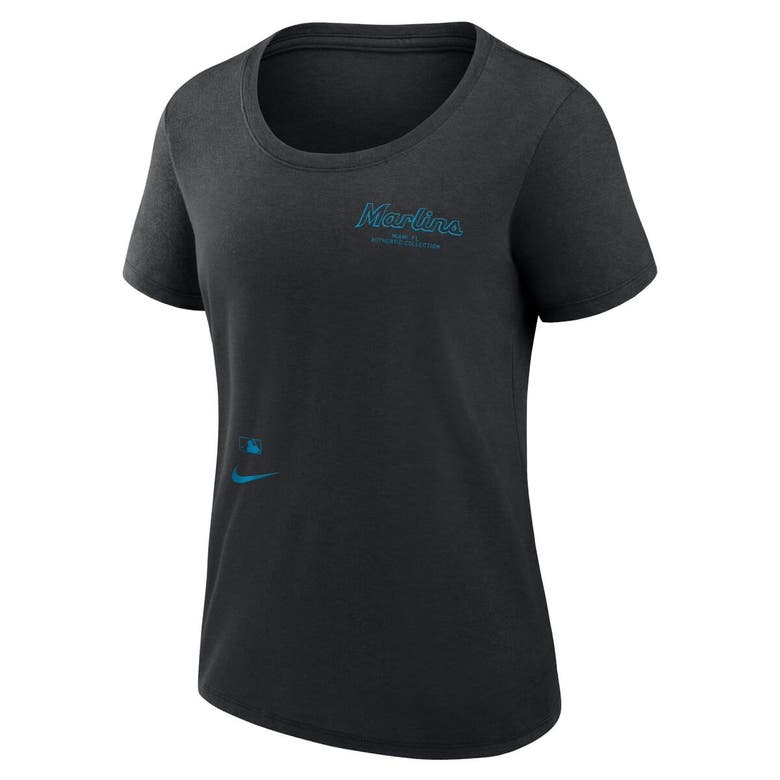 Shop Nike Black Miami Marlins Authentic Collection Performance Scoop Neck T-shirt
