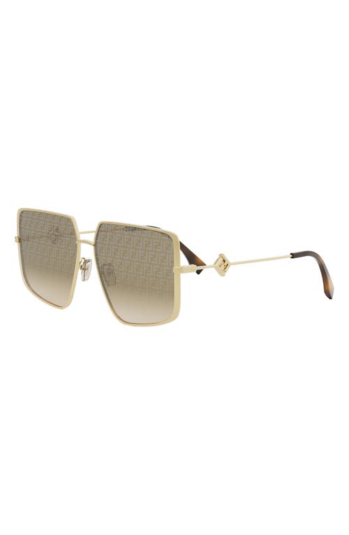 Fendi Diamonds 59mm Gradient Geometric Sunglasses In Shiny Endura Gold/brown