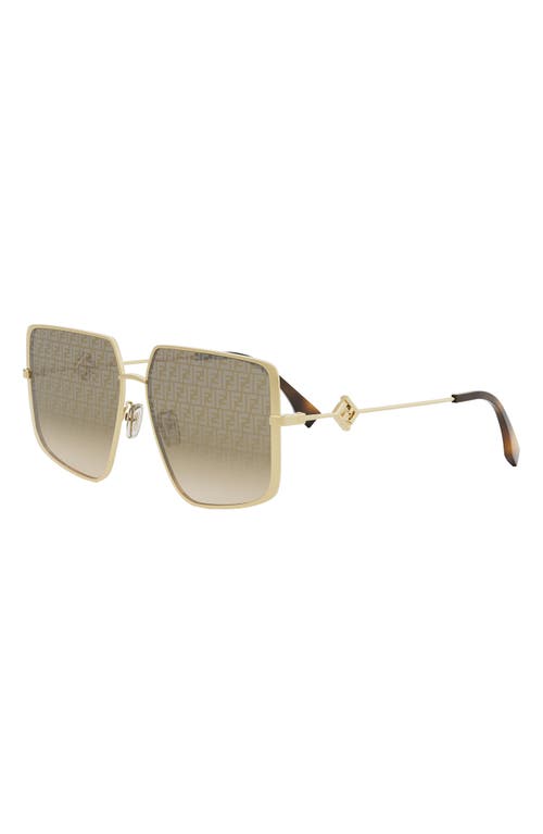 Shop Fendi Diamonds 59mm Gradient Geometric Sunglasses In Shiny Endura Gold/brown