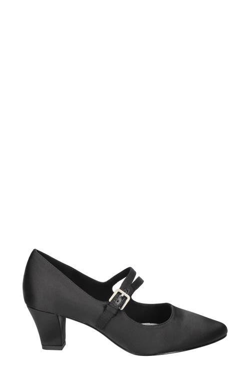 Easy Street Meryl Womens Buckle Faux Leather Mary Jane Heels In Black Satin