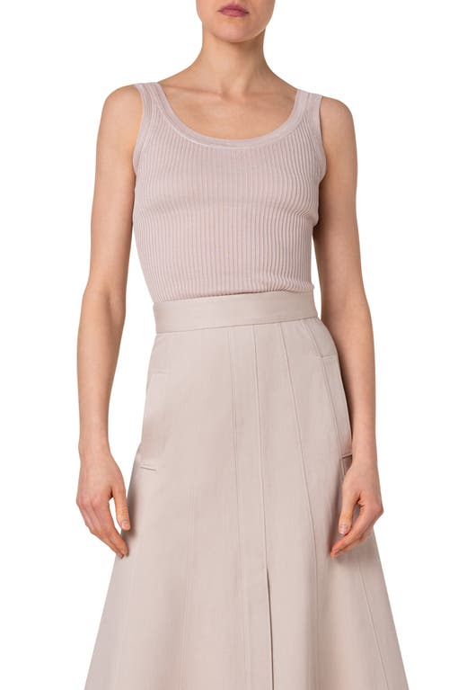 Akris Scoop Neck Silk Rib Sweater Tank Chai at Nordstrom,