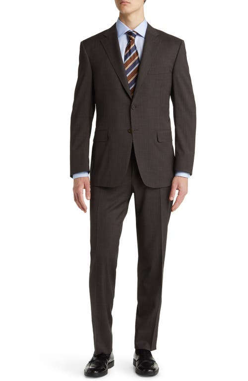 Canali Classic Fit Solid Stretch Wool Suit in Brown